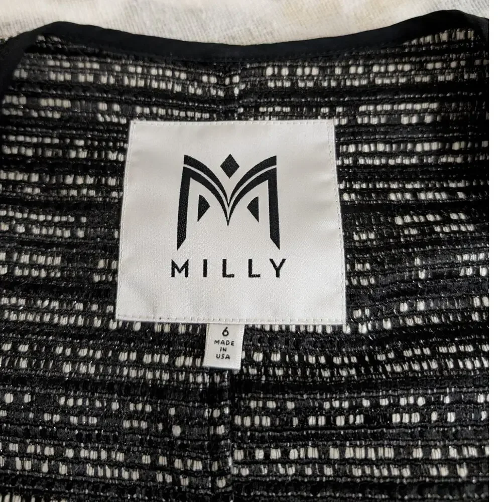 Milly Open Front Wool Blend Tweed Jacket - Picture 9 of 14